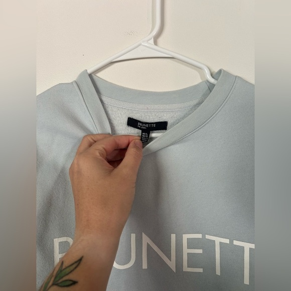Sky Blue BRUNETTE Sweatshirt Brunette The Label Crew Neck Size M/L - Picture 3 of 6